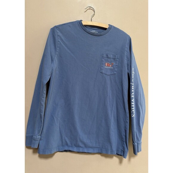 Vineyard Vines Other - Vineyard Vines 100% Cotton Boys XL 16‎ Whale Long Sleeve T Shirt Blue Football